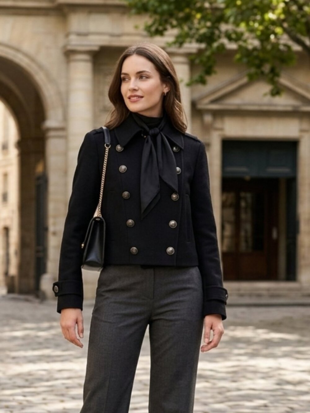 Zelda military blazer jacket black double breasted vntg cropped office 4 y2k